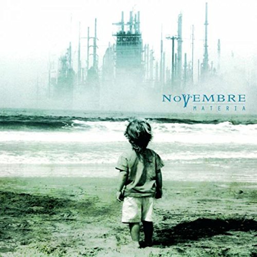 Vinyl album cover featuring a child standing on a beach with an industrial background.