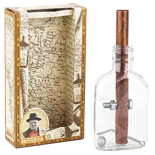 Professor Puzzle Churchill's Cigar And Whisky Bottle Puzzle - High quality 3D Wooden Puzzles / Brain Teaser Toy.