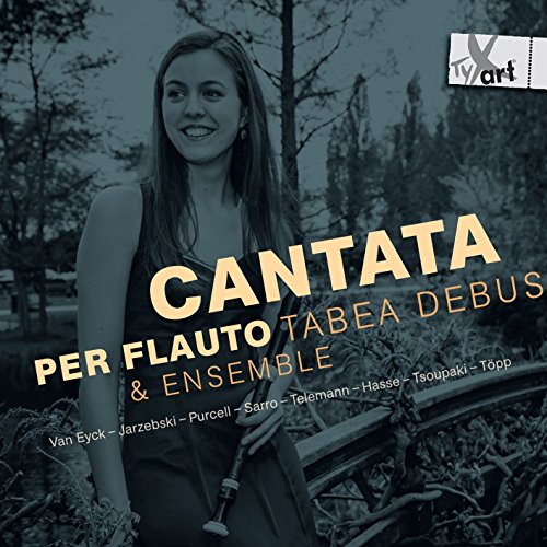 CD cover featuring a woman holding a flute, outdoors, with yellow and white text overlay.