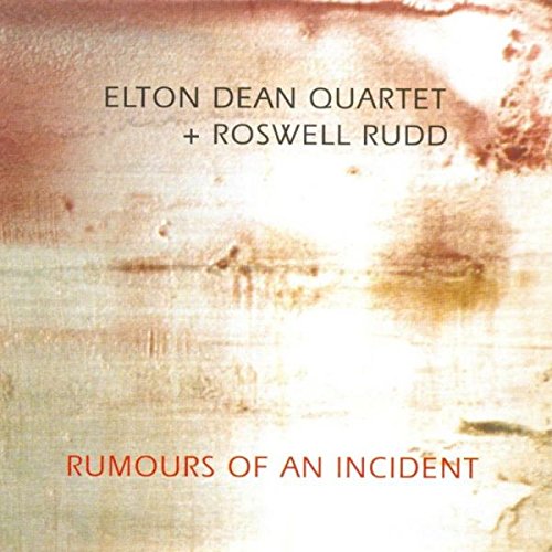 "Album cover with abstract beige and red background, featuring artist and title text."
