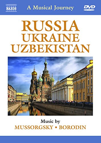 DVD cover with a church by a river and text "Russia, Ukraine, Uzbekistan".