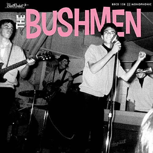"Album cover featuring black and white photo of a band performing on stage."