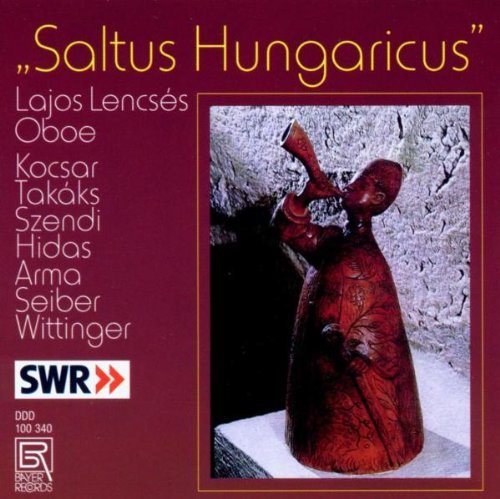 "CD cover with red background, featuring a red abstract sculpture and artist names."