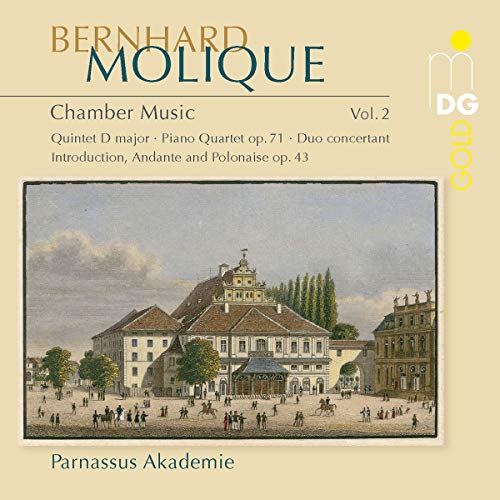 CD cover with beige background, featuring a 19th-century building illustration and text.
