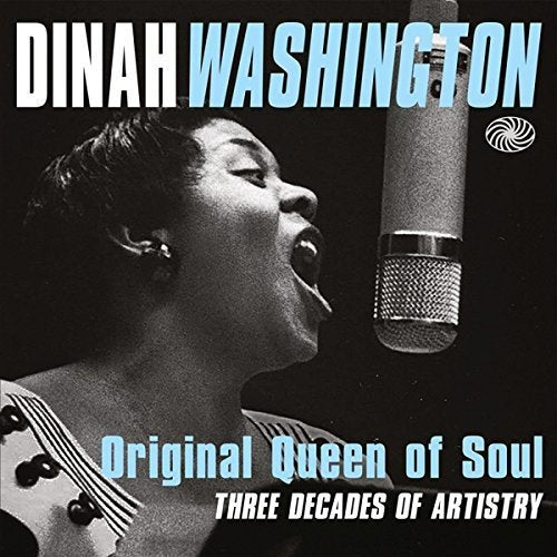 "CD cover featuring Dinah Washington singing into a microphone, with text and Amazon logo."