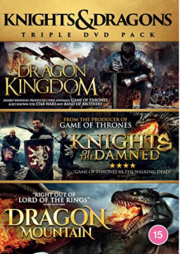 DVD cover for "Knights & Dragons" triple pack, featuring medieval battles and dragons.