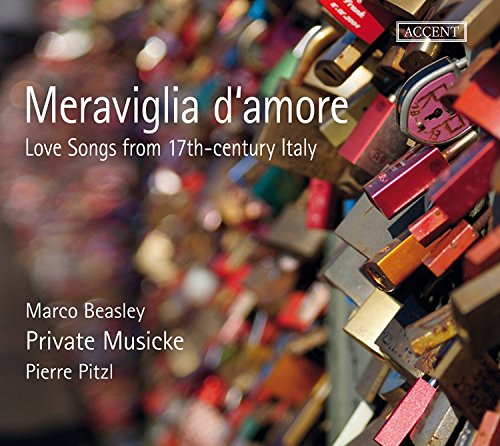 "CD cover with padlocks and text 'Meraviglia d'amore' and artist names."