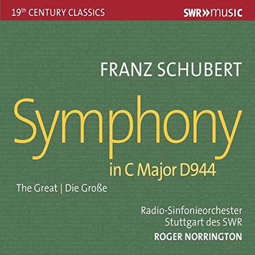 Green CD cover with yellow title "Symphony" and white text, featuring Franz Schubert's name.