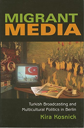 Book cover with "Migrant Media" title, featuring a television displaying Turkish flag.