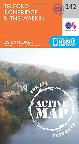 OS Explorer Map Active (242) Telford, Ironbridge and the Wrekin