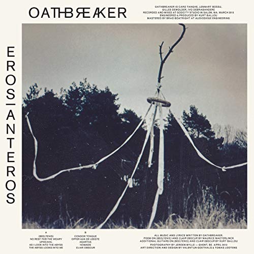 "Oathbreaker album cover featuring a monochrome image of a rope tied to a tree branch."