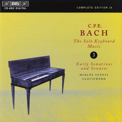 CD cover featuring a black clavichord on a yellow background with red and black text.
