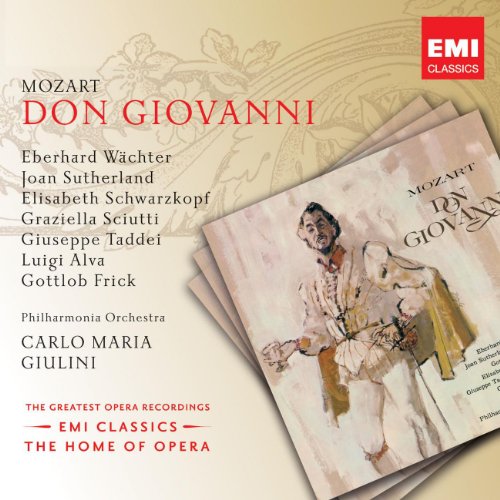 CD cover for Mozart's Don Giovanni conducted by Carlo Maria Giulini with EMI Classics logo.