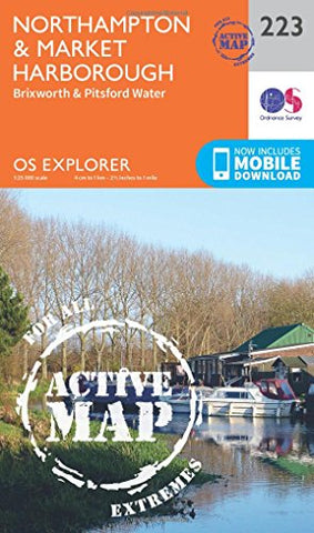 OS Explorer Map Active (223) Northampton and Market Harborough