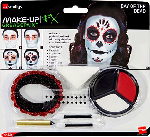 Smiffys 44226 Day of The Dead Make-Up Kit with Face Paints (One Size)