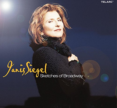 "CD cover featuring Janis Siegel with her name and album title 'Sketches of Broadway'."
