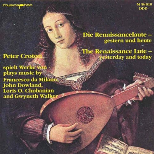 A woman in Renaissance attire plays a lute on a CD cover.