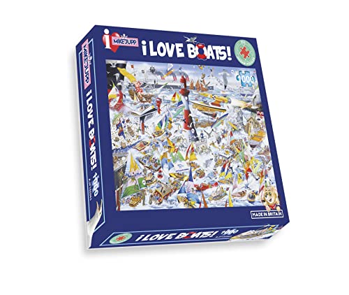 Mike Jupp Jigsaw Puzzles - I Love Boats - 1000 Piece Jigsaw Puzzle For Adults | Made In Britain | 66cm X 50cm