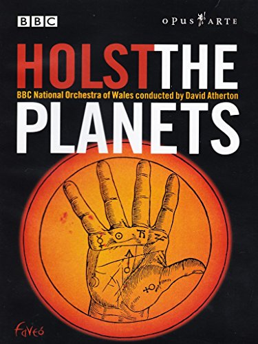 "Black DVD cover with orange circle, hand illustration, and 'Holst The Planets' text."