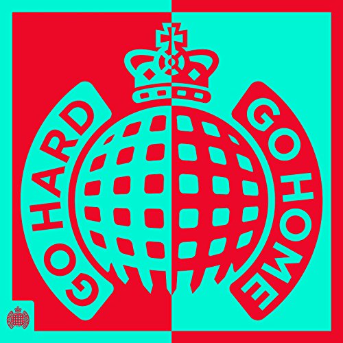 "Red and teal graphic of a crowned globe with 'GO HARD OR GO HOME' text."