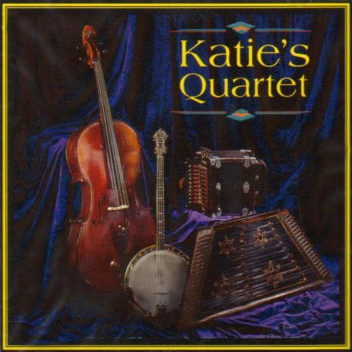 "Album cover featuring a cello, banjo, accordion, and dulcimer on blue fabric."