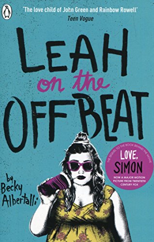 "Book cover featuring a girl in yellow holding a microphone, with title 'Leah on the Offbeat'."
