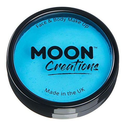 Pro Face & Body Paint Cake Pots by Moon Creations - Aqua - Professional Water Based Face Paint Makeup for Adults, Kids - 36g