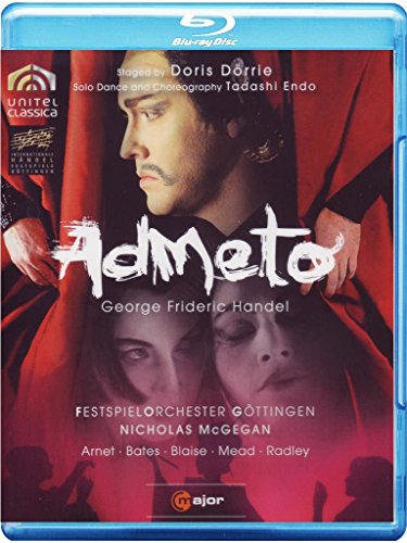 Blue-ray disc case with red cover, featuring a man's profile and title "Admeto".