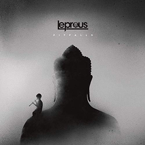 "Album cover with a silhouette of a head and a small figure holding a stick."