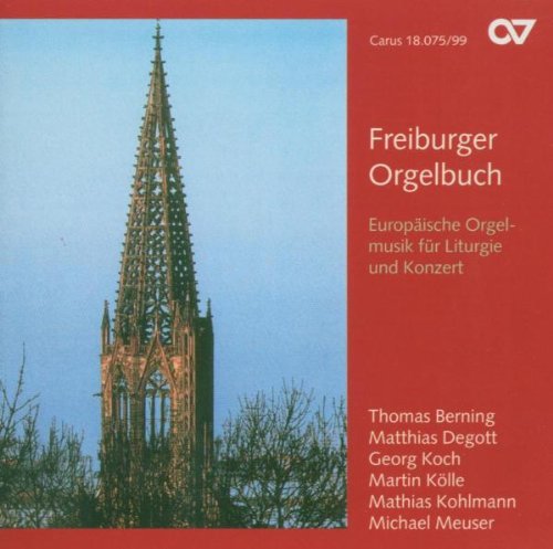 Red CD cover with a church spire and white text.
