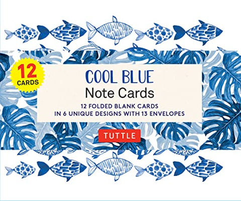 Cool Blue Note Cards - 12 Cards: In 6 Designs With 13 Envelopes (Card Sized 4 1/2 X 3 3/4 inch)