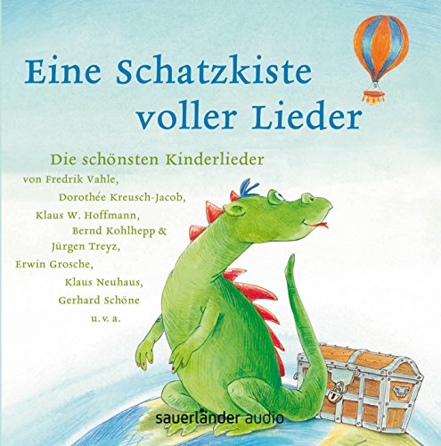 "CD cover featuring a green dragon sitting by a treasure chest."