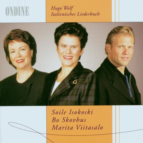 "CD cover featuring three musicians with text 'Hugo Wolf Italienisches Liederbuch' and 'ONDINE'."