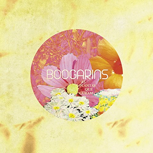 "Album cover with 'BOOGARINS' text, surrounded by flowers on a yellow background."