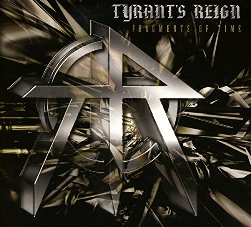 Silver, metallic "TR" logo on a black background with abstract, sharp fragments.