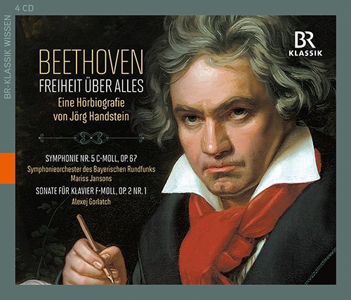 CD cover featuring a portrait of Beethoven holding a quill, with German text.