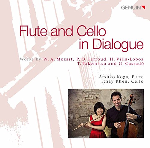 CD cover featuring a flautist and cellist, with red and black text on a white background.
