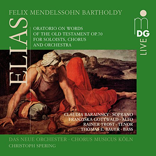 "CD cover with a painting of a man kneeling beside another man on the ground."
