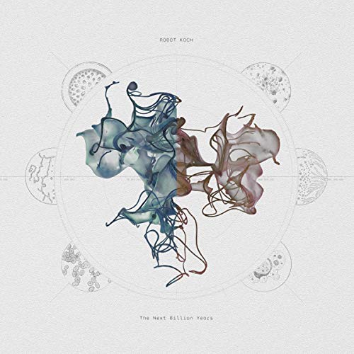 "Album cover with abstract, swirling shapes and faint planetary illustrations."