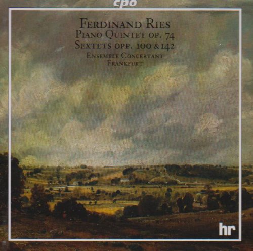 A CD cover featuring a landscape painting with text overlay and white border.