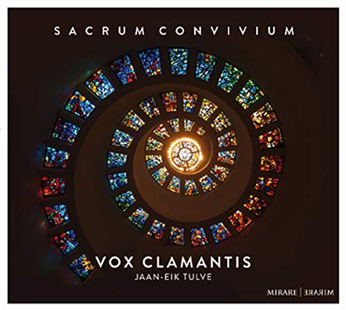 "Album cover featuring a stained-glass rose window with 'SACRUM CONVIVIUM' and 'VOX CLAMANTIS' text."
