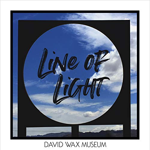 "Album cover with 'Line of Light' text on cloudy sky image, by David Wax Museum."