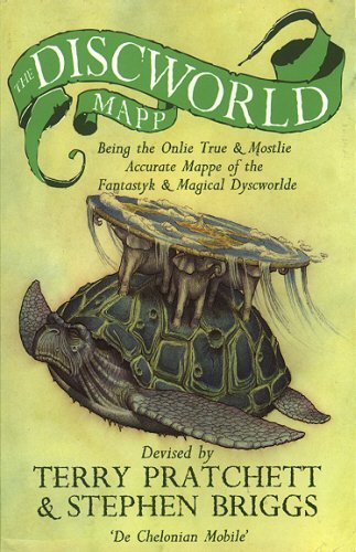 "The Discworld Mapp" book cover featuring a turtle supporting a disc on its back.