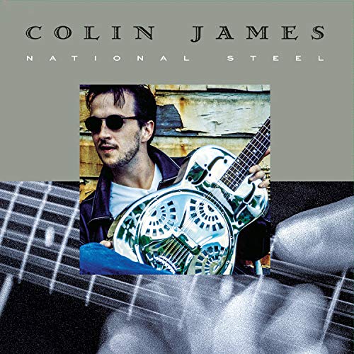 Vinyl album cover featuring Colin James holding a National Steel guitar, grey background.