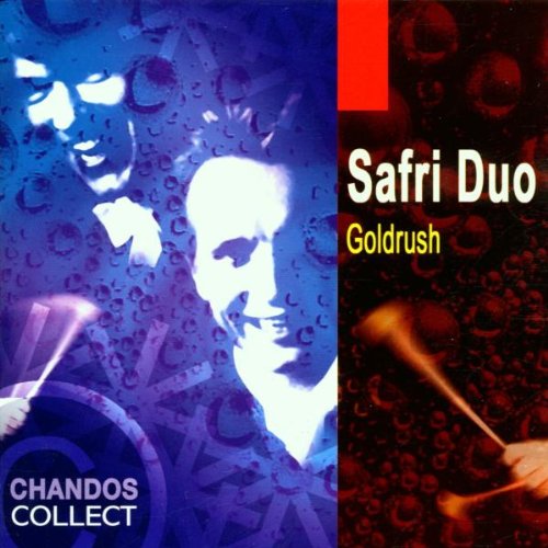 CD cover for "Safri Duo - Goldrush" with percussionists and Amazon logo.