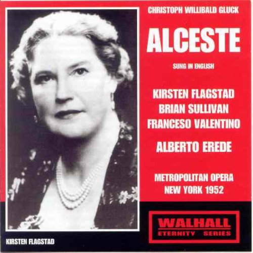 Album cover with black-and-white portrait and red text listing opera performers and details.
