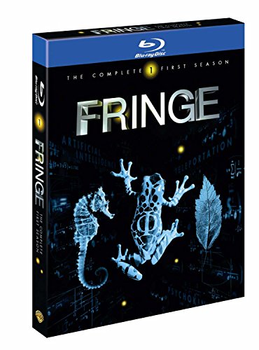 "Fringe: Season 1 Blu-ray box set with seahorse and leaf design on black cover."
