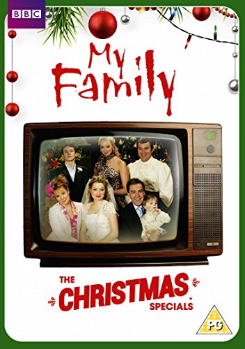 DVD cover featuring a family on an old television, surrounded by Christmas decorations.