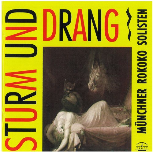 CD album cover with a painting of a woman and a horse on a yellow background.