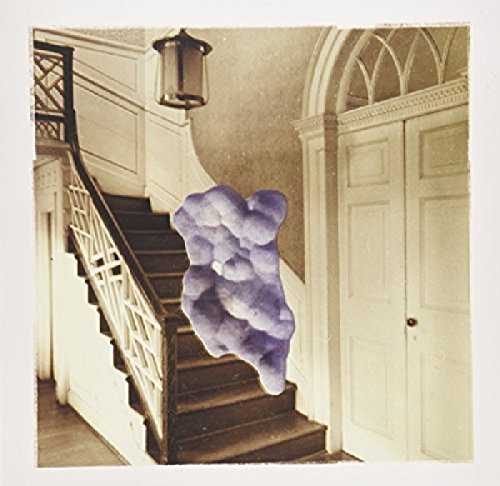 "Vinyl album cover featuring a staircase with a purple cloud-like shape."